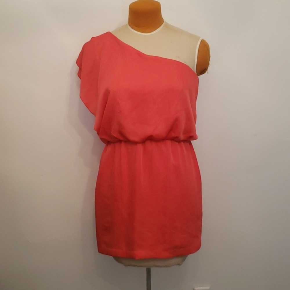Coral one shoulder dress
